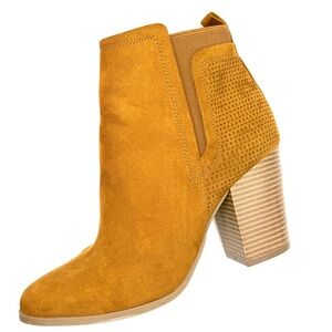 Market & Spruce Women’s Brown Suede Block Heel Ankle Booties Size 8.5